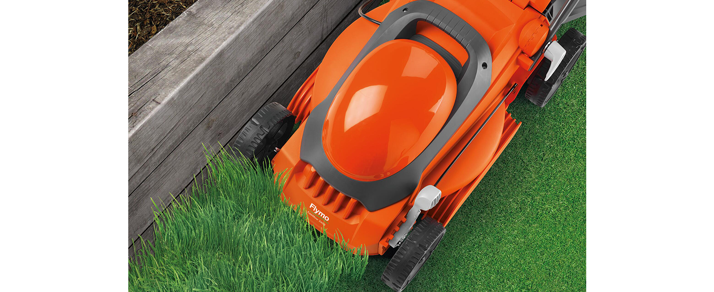 Designed to allow cutting close along borders and flowerbeds - meaning less trimming required.