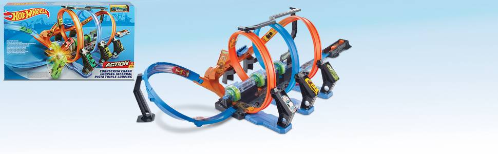 ​Hot Wheels Corkscrew Crash Track with Motorized Boosters