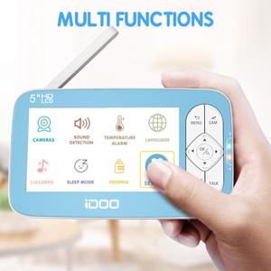 idoo video baby monitor night vision temperature two way talk audio camera pan tilt zoom long range