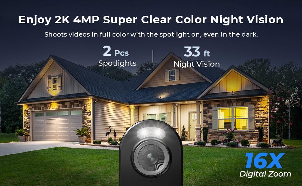 2K 4MP super HD spotlight cam security camera outdoor wireless