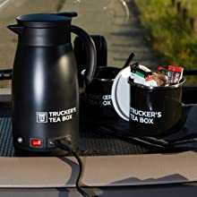 Trucker's Tea Box - Portable Travel Black Small Electric Kettle