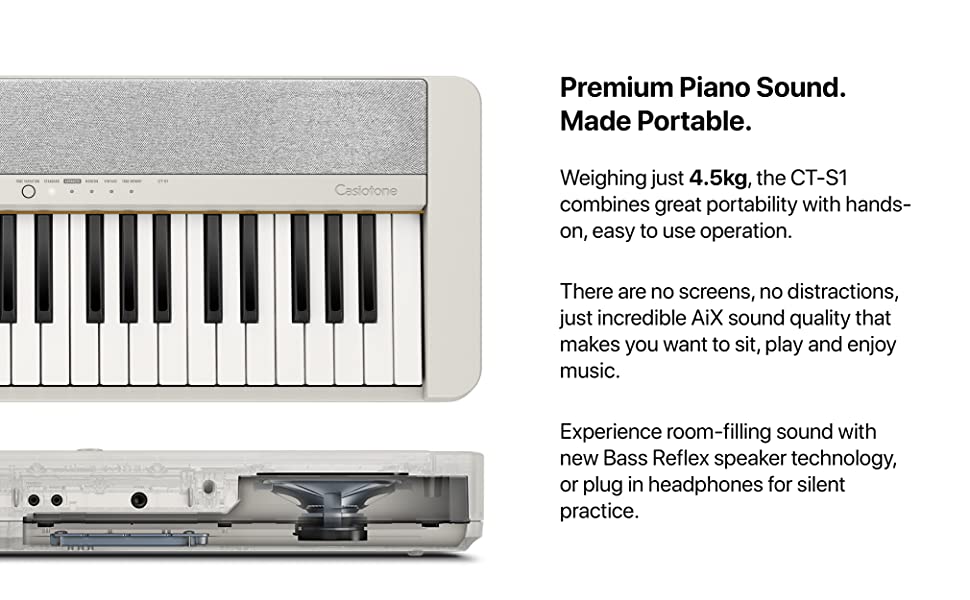 The CT-S1 is an easy to carry 61 note touch sensitive portable keyboard