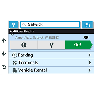 Navigate easily to airports and shopping centres with the direct access feature