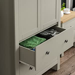 Vida Designs Arlington 2 Door 2 Drawer Wardrobe, Grey