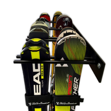 ski storage hanger holder rack wall mount home garage lodge rental resort metal tips pair slots best