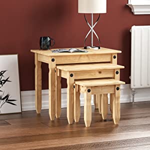 corona solid pine wood mexican furniture rustic wax coffee table drawer nest dining 