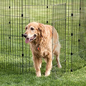Iris Ohyama, Outdoor dog playpen / puppy playpen, door with latch, for dog - Wire Pet Circle 