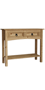 corona solid pine wood furniture rustic console table drawers