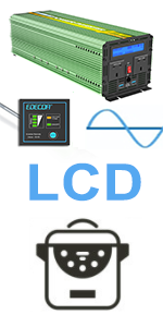 EDECOA 1500W Power Inverter 12V to 240V Pure sine wave DC to AC Car Power Converter LCD 2 USB Ports