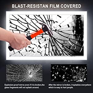 Round Waterproof Illuminated LED Bathroom Mirror Wall Makeup Mirrors with White Light Sensor