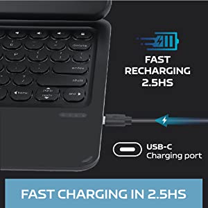 ipad keyboard case for 9.7 inch ipads that has a type-c usb-c fast charging port