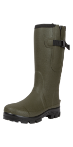Mens wellingtons wellies boots adjustable waterproof hard-wearing green black rubber sole warm yard