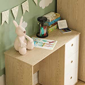Junior Vida Neptune 3 Drawer Desk White & Oak
