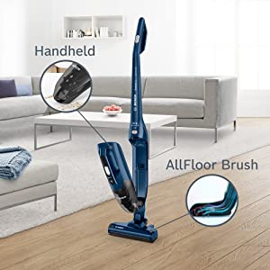 BCHF216SGB vacuum cleaner showing the handheld and all floor brush features