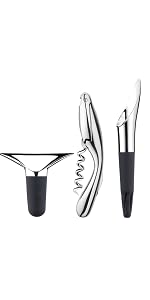 Georg Jensen Wine Set, 3 Pieces - 1x Corkscrew, 1x Stopper and 1x Pourer by Thomas Sandell