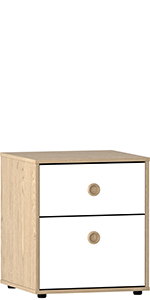 Junior Vida Neptune 2 Drawer Bedside Table, White & Oak