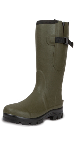 Mens wellingtons wellies boots adjustable waterproof green black rubber warm yard walking