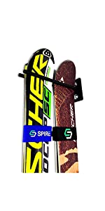 ski couple double metal wall rack hanger storage home garage vertical tips powder xc racing twin tip