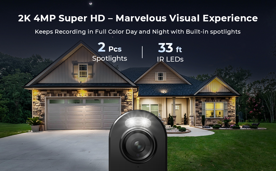 Wire-Free Spotlight CCTV IP Camera with Color Night Vision