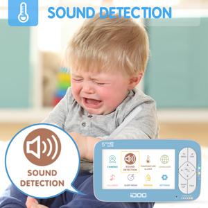 idoo video baby monitor night vision temperature two way talk audio camera pan tilt zoom long range