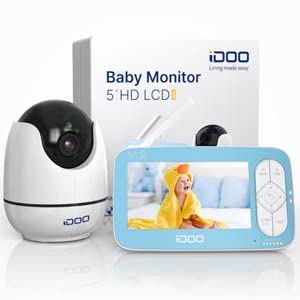 idoo video baby monitor night vision temperature two way talk audio camera pan tilt zoom long range