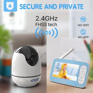 idoo video baby monitor night vision temperature two way talk audio camera pan tilt zoom long range