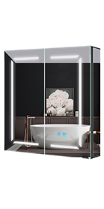 Led Illuminated Bathroom Mirror Cabinet with Lights Shaver Socket Mirror Cabinet Touch Sensor Switch