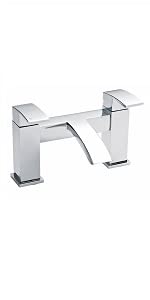 bath,filler,tap,taps,deck,mount,bathtuib,bathroom,chrome,brass,lever,waterfall,spout,square,modern