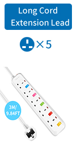 5m,5 meter,5 metre,extension lead,extension cord,power strip,2 way,2 socket,2 gang