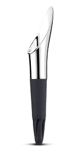 Georg Jensen Wine Pourer, Mirror Polished Stainless Steel and Black TPE Plastic by Thomas Sandell
