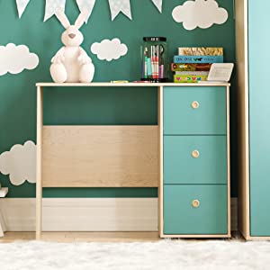 Junior Vida Neptune 3 Drawer Desk Blue & Oak