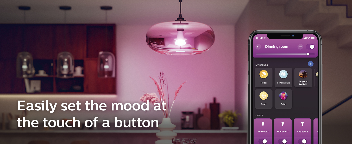 easily set the mood at the touch of a button