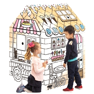 BANKERS BOX at Play kids colouring in cardboard playhouse