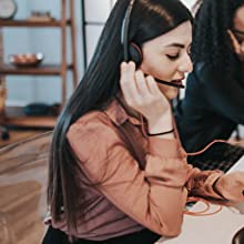 Headphones head-set with microphone wireless iphone gaming pc computer usb phone mobile