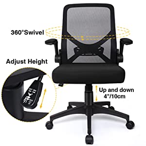 Mid back mesh office chair with adjustable lumbar support foldable ergonomic computer desk chair