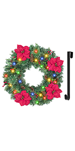 Christmas Wreath With Red Flowers