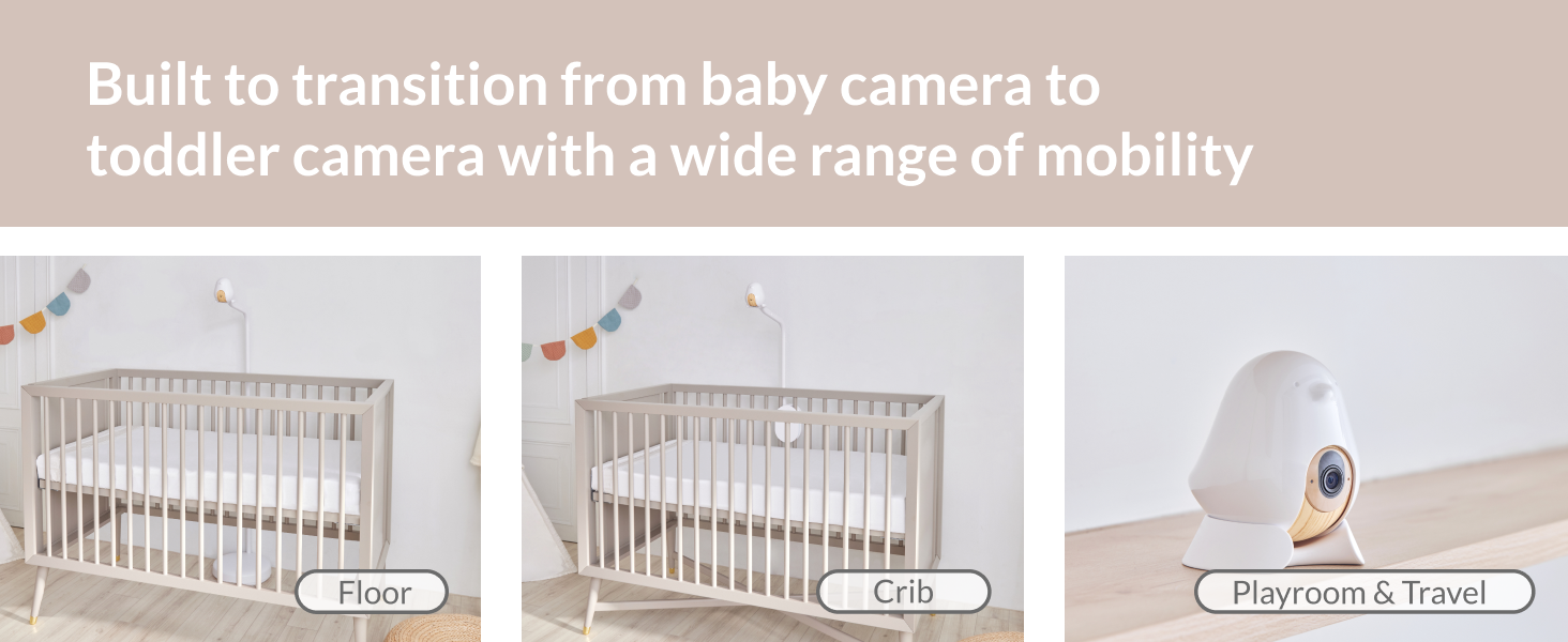 Built to transition from baby camera to toddler camera with a wide range of mobility