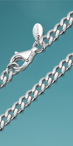 Amberta 925 Sterling Silver Necklace for Men - Flat Cuban Curb Chain 3.7 mm Thick