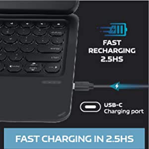 iPad keyboard case with type-C charger that charges in 2.5 hours for iPad pro air