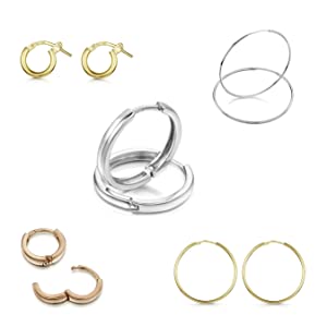 Amberta 9ct Real Yellow Gold Hoops - Sleeper Creole for Women