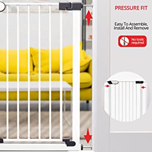no drill, no tools required, pressure fit stair gate