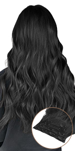 Clip in Hair Extensions 4PCS Hair piece Long Wavy Clip in Extensions Synthetic Hairpieces