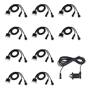 Pack of 10 - MiniSun 40mm Warm White LED Round Garden Decking/Kitchen Plinth Lights Kit - IP67