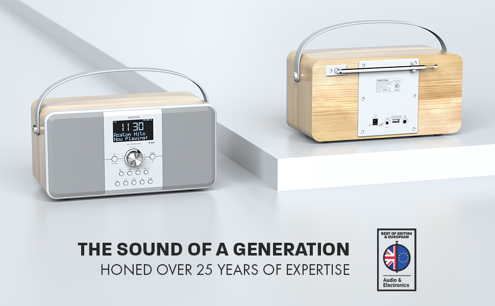 Azatom Multiplex D2 Digital DAB FM Radio with Bluetooth Built-in Battery Headphone Out USB Charging