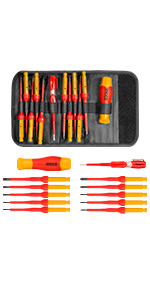 INGCO 12Pcs Interchangeable Insulated Screwdriver Set