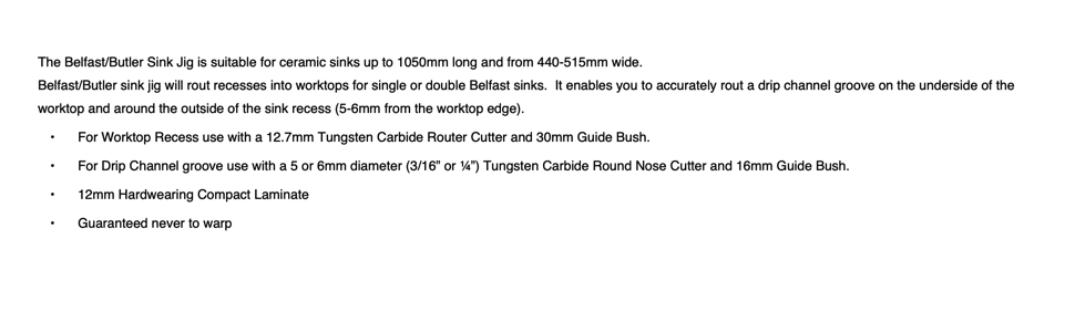 belfast sink worktop jig