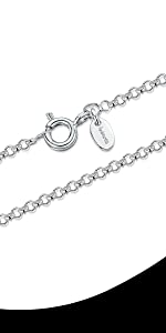 Amberta 925 Sterling Silver 1 mm Rolo Belcher Chain Necklace 14
