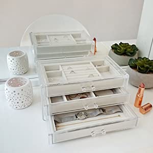 HerFav Jewellery Box for Women with 3 Drawers