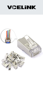VCE 25 Pack RJ45 Connector Pass Through 8P8C CAT6 Shielded