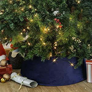 Harbour Housewares Velour Christmas Tree Skirt Blue